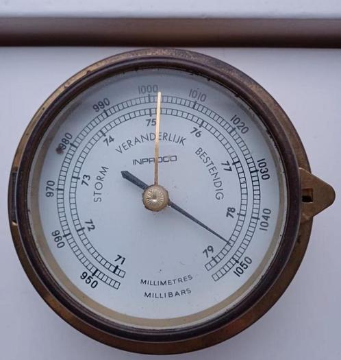 oude barometer scheepsklok hygrometer van messing, Audio, Tv en Foto, Weerstations en Barometers, Gebruikt, Barometer, Ophalen of Verzenden