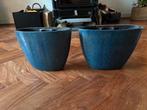 Donkerblauwe ovale bloempotten - 2 stuks, Tuin en Terras, Binnen, Ophalen of Verzenden, Zo goed als nieuw, Overige vormen