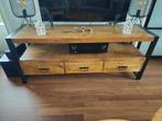 Tv meubel Britt 150 cm - Vintage mangohout met stalen frame, Ophalen, Minder dan 50 cm, Zo goed als nieuw, Metaal