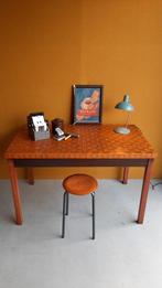 Uniek vintage houten bureau, schrijftafel, eettafel desk, Ophalen, Gebruikt