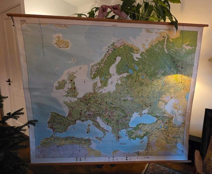 Zeer grote vintage schoolplaat Europa, Antiek en Kunst, Antiek | Schoolplaten, Aardrijkskunde, Ophalen