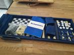 Backgammon spel in  blauw fluwelen koffer 63 x 23 opengeklap, Ophalen of Verzenden