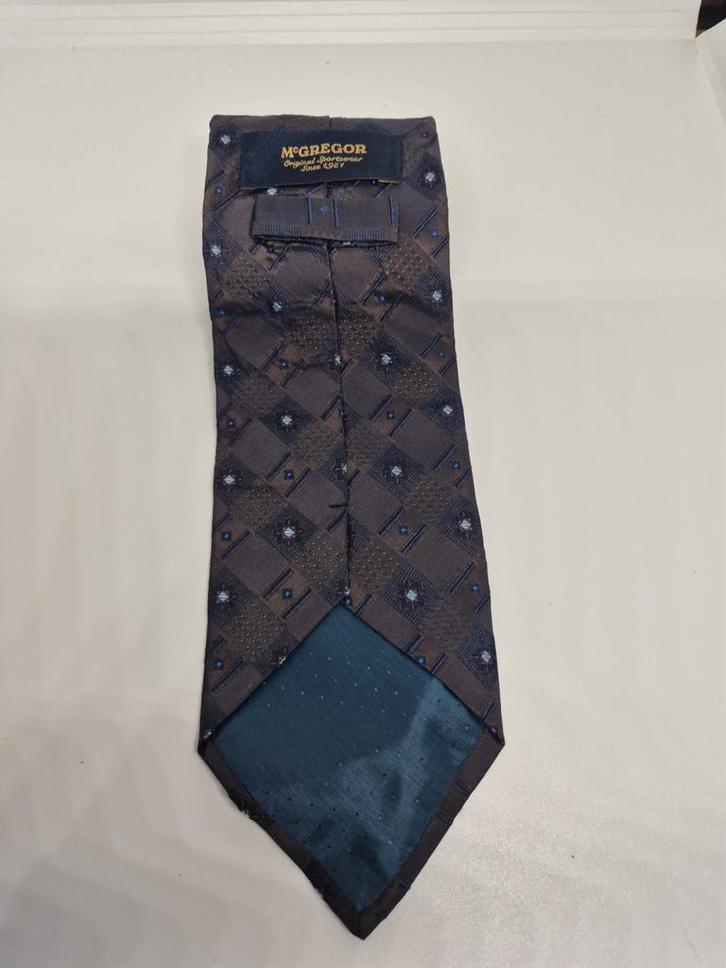 Donkerblauwe McGregor Zijden Stropdas, Kleding | Heren, Stropdassen, Zo goed als nieuw, Met patroon, Blauw, Ophalen of Verzenden