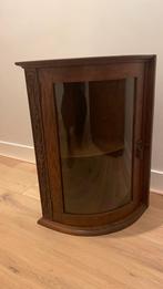 Houten hoek kast met rond glas, Antiek en Kunst, Ophalen