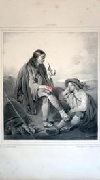 Antieke Litho 34x25cm. Per stuk te koop., Antiek en Kunst, Ophalen of Verzenden