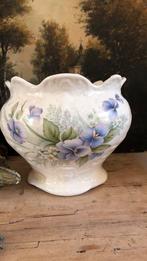 Antiek engelse bloempot met decor van violen, Antiek en Kunst, Ophalen of Verzenden