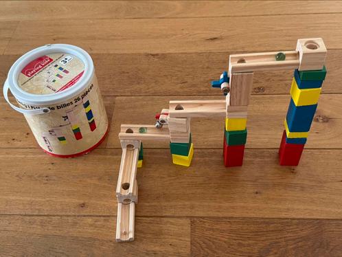 Houten knikkerbaan in ton - compleet, Kinderen en Baby's, Speelgoed | Houten speelgoed, Gebruikt, Overige typen, Ophalen of Verzenden