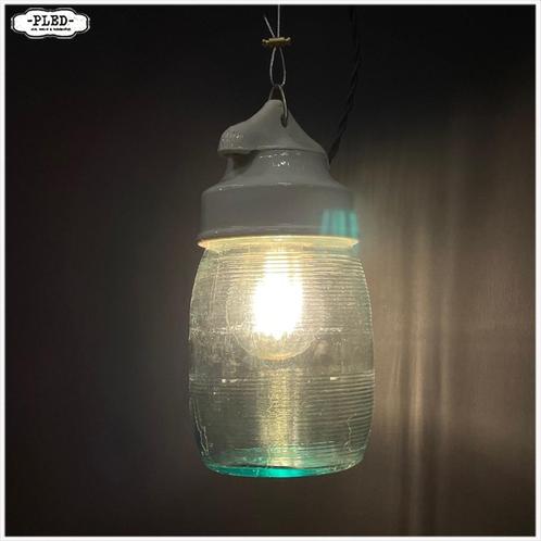 Oude Porseleinen hanglampen met schutglas + snoer +ophanging, Huis en Inrichting, Lampen | Hanglampen, Zo goed als nieuw, Minder dan 50 cm