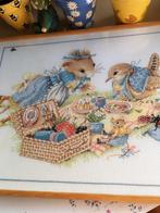 Vera de muis “Picknick “geborduurd portret in lijst., Hobby en Vrije tijd, Ophalen, Zo goed als nieuw, Handborduren, Overige typen