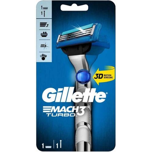 Gillette Mach 3 Turbo Houder + 5 Scheermesjes, Sieraden, Tassen en Uiterlijk, Uiterlijk | Gezichtsverzorging, Nieuw, Gehele gezicht