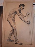 Naaktstudie van een man, tekening d de Ruiter, Ophalen of Verzenden