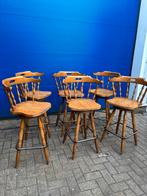 6 vintage houten barkrukken draaibare stoel, Huis en Inrichting, Ophalen, Zo goed als nieuw, 60 tot 90 cm