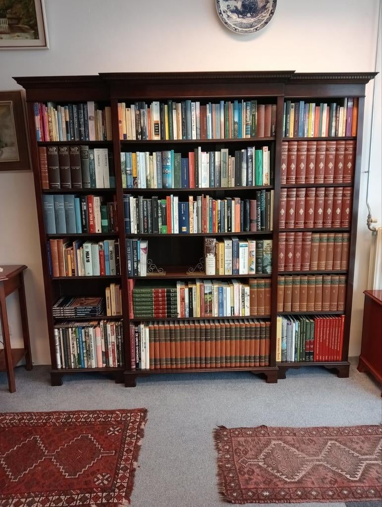 Mahonie Boekenkast/Bibliotheek in Uitmuntende Staat, Huis en Inrichting, Kasten | Boekenkasten, Met deur(en), 200 cm of meer, Onbekend