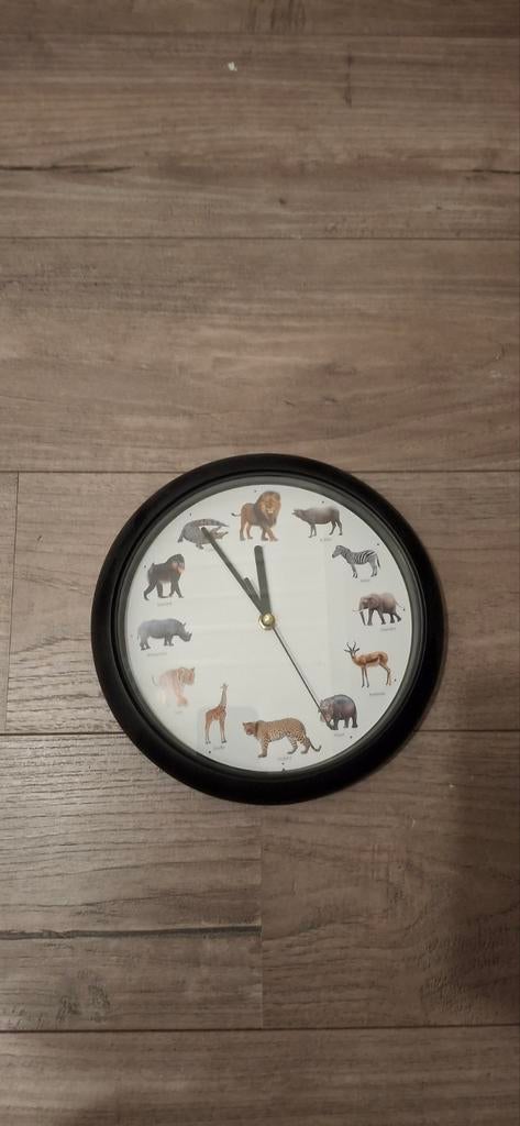 Klok met dierengeluiden, Huis en Inrichting, Woonaccessoires | Klokken, Ophalen, Gebruikt, Analoog, Wandklok