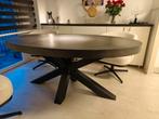 Ovale eettafel betonlook met stalen poot, Ophalen, 100 tot 150 cm, Zo goed als nieuw, Industriële