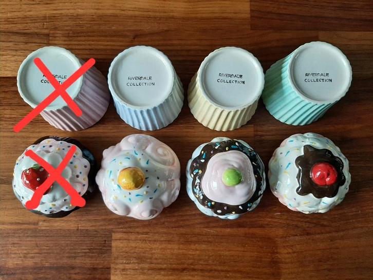 Aardewerk cupcakes riverdale collection, Huis en Inrichting, Woonaccessoires | Schalen en Manden, Gebruikt, Porselein of Keramiek