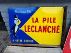 Vintage Emaille Reclamebord Monsieur Pile Leclanché, Ophalen of Verzenden