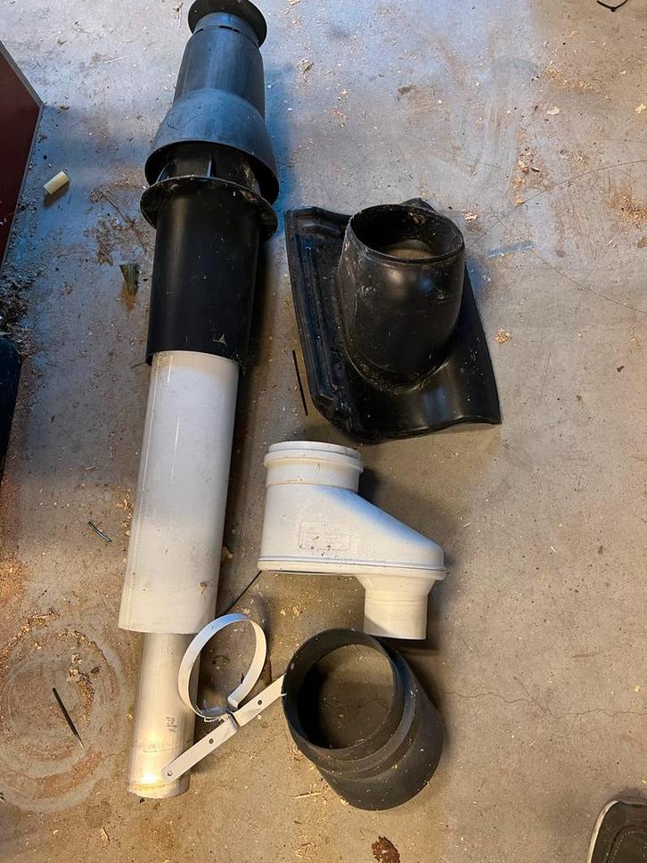 Dubbelwandige rookgasafvoer combiketel + OVH doorvoer, Doe-het-zelf en Verbouw, Buizen en Afvoer, Gebruikt, Afvoer, Pvc, Minder dan 2 meter
