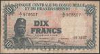 Belgisch Congo 10 francs 1-12-1957 F p.30b (#196), Verzenden, Overige landen, Los biljet