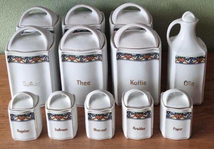 12 Antieke voorraadpotten, Antiek en Kunst, Antiek | Servies los, Ophalen of Verzenden