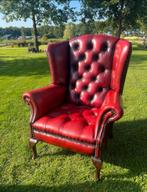 Rode Chesterfield Fauteuil, Huis en Inrichting, Fauteuils, Ophalen of Verzenden, Gebruikt, Leer, 75 tot 100 cm