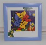 Schilderij bloem vogel blauw, Minder dan 50 cm, Ophalen of Verzenden, Zo goed als nieuw, Schilderij