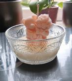 Handgemaakte Soja Wax Kaars - Beer met Bloemen, Overige materialen, Nieuw, Crème, Ophalen of Verzenden