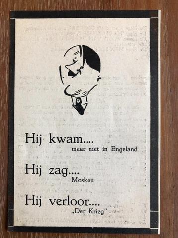 1945 Bevrijding. Anoniem. Spotbidprentje van Hitler. beschikbaar voor biedingen