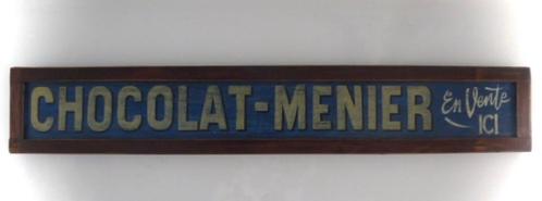 Groot houten reclame bord Chocolat-Menier/Cacao/chocolaterie, Verzamelen, Merken en Reclamevoorwerpen, Zo goed als nieuw, Reclamebord