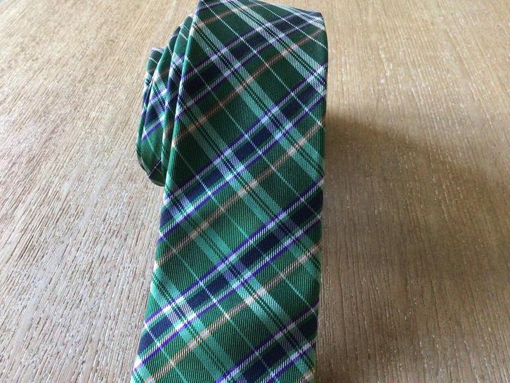 Smalle groene schotse ruit, stropdas, 100% zijde., Kleding | Heren, Stropdassen, Zo goed als nieuw, Groen, Ophalen of Verzenden