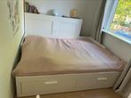 IKEA Brimnes bed with 2 drawers and mattresses, white, Huis en Inrichting, Slaapkamer | Bedden, Ophalen, Wit, Tweepersoons, Zo goed als nieuw