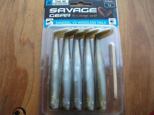 5 stuks Savage Gear Sandeel V2 Weedless Tails /kunstaas shad, Watersport en Boten, Hengelsport | Roofvissen, Nieuw, Overige typen
