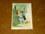 Amerika Antieke verjaardagskaart, meisje bind boom vast, Verzenden, Voor 1920, Gelopen, Feest(dag)