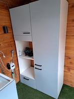 Twee hoge keuken kasten, Ophalen, 200 cm of meer, 50 tot 100 cm, Grijs