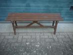 Vintage jaren 70 houten bankje, Ophalen, Gebruikt, Blauw, Eén