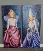 Twee schilderijen van meisjes als feeën. Afm 120x50 x 2stuks, Antiek en Kunst, Kunst | Schilderijen | Klassiek, Ophalen