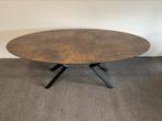 Ovale eettafel roest print HPL 200x100, 100 tot 150 cm, Ophalen of Verzenden, Zo goed als nieuw, Vijf personen of meer
