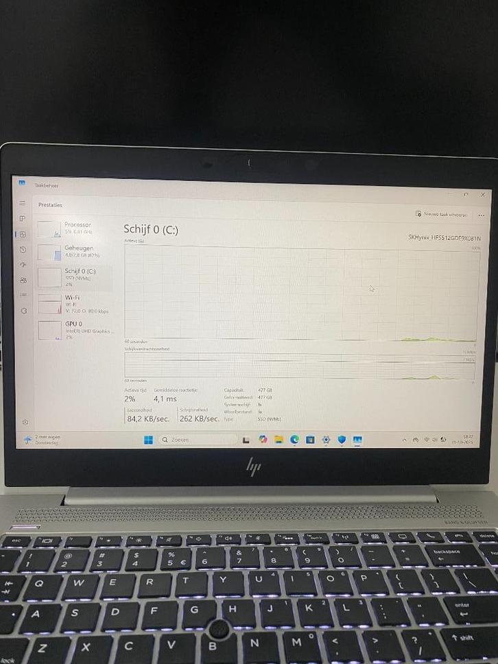 Laptop hp i7 8Generatie, Computers en Software, Windows Laptops, Zo goed als nieuw, 15 inch, HDD, SSD, 4 Ghz of meer, 8 GB, Ophalen
