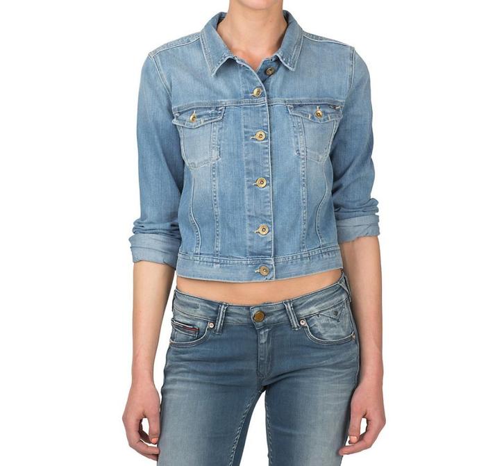 Tommy Hilfiger Vivianne denim jeans jack jas spijkerjas S, Kleding | Dames, Jassen | Zomer, Nieuw, Maat 36 (S), Blauw, Ophalen of Verzenden