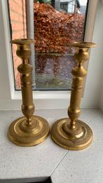 2 antieke vuurvergulde kandelaars, Antiek en Kunst, Antiek | Kandelaars, Ophalen, Koper of Brons