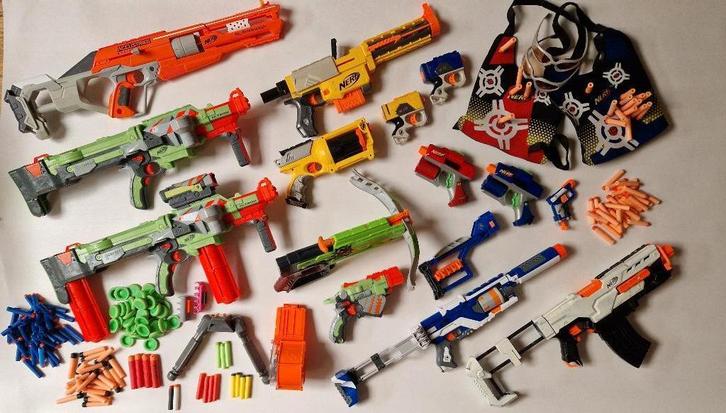 Grote partij Nerf guns oa Vortex/ Demolisher + pijlen + kist, Kinderen en Baby's, Speelgoed | Buiten | Actiespeelgoed, Gebruikt