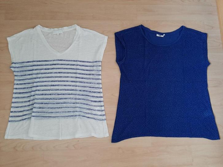 2 mouwloze T-shirts wit en blauw dames WE maat M, Kleding | Dames, Tops, Gedragen, Maat 38/40 (M), Overige kleuren, Zonder mouw