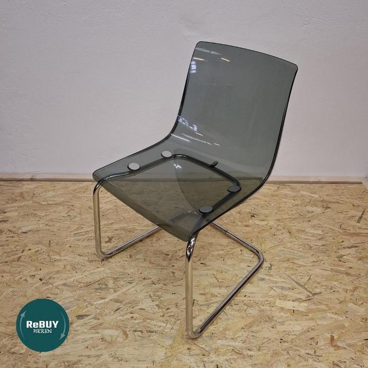 Eetkamerstoel Tobias (IKEA), Huis en Inrichting, Stoelen, Gebruikt, Vier, Kunststof, Metaal, Grijs, Ophalen