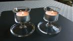 Leerdam glas waxinelichthouders vintage jaren '50, Ophalen of Verzenden, Zo goed als nieuw, Overige materialen, Minder dan 25 cm