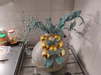Decoratieve vaas met gouden ballen, Huis en Inrichting, Woonaccessoires | Vazen, Ophalen, Gebruikt, Overige kleuren, Glas