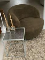 Bijzettafel metaal met glasplaat groen, Minder dan 55 cm, Metaal of Aluminium, Vierkant, Zo goed als nieuw