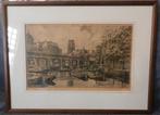 Ets Gezicht op De Kolk Rotterdam Marius Janssen hxb:43x57 cm, Antiek en Kunst, Ophalen of Verzenden