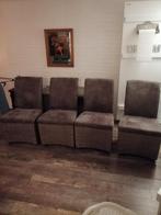 Vier mooie eetkamerstoelen met wieltjes., Huis en Inrichting, Stoelen, Ophalen, Zo goed als nieuw, Vier