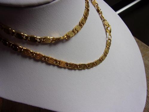 UNISEX GOUD VERGULDE SCROLL SCHAKEL KETTING/60,5CM L/5MM BR, Sieraden, Tassen en Uiterlijk, Kettingen, Zo goed als nieuw, Overige materialen