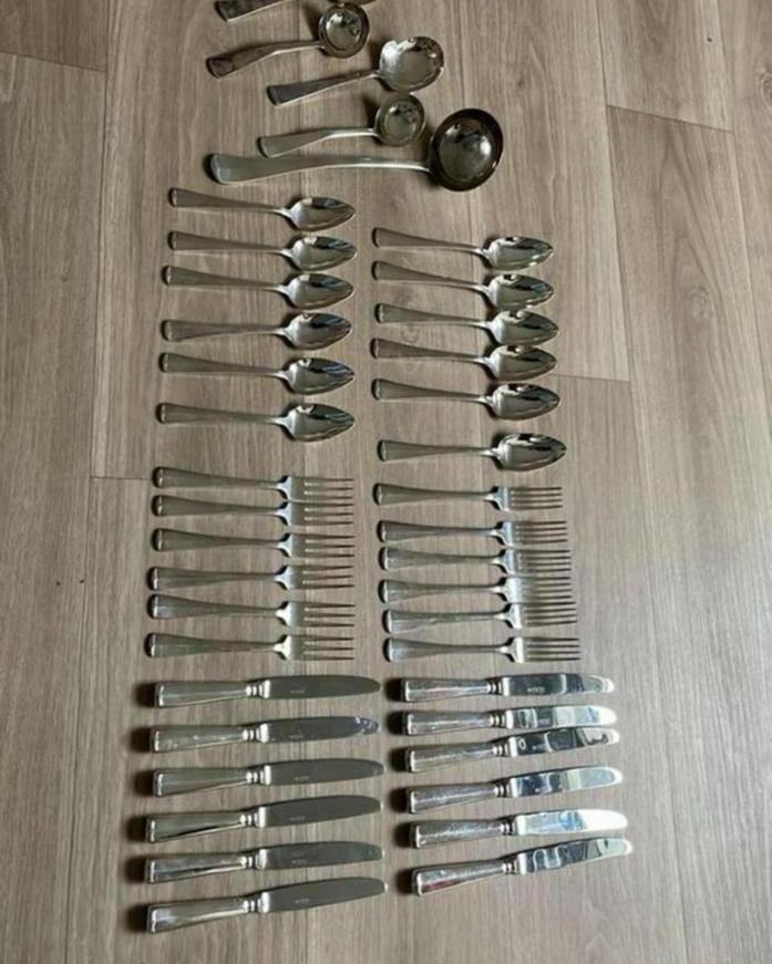 Verzilverd bestek Haags lofje, Huis en Inrichting, Keuken | Bestek, Zo goed als nieuw, Zilver, Ophalen of Verzenden